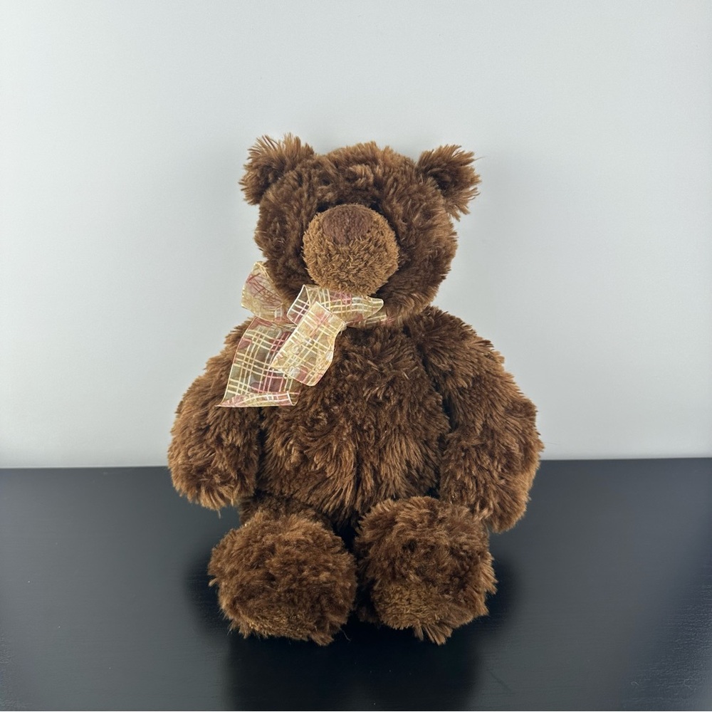 GUND Brownie #15130 Teddy Bear 12” Brown Plush Stuffed Animal Plaid Ribbon